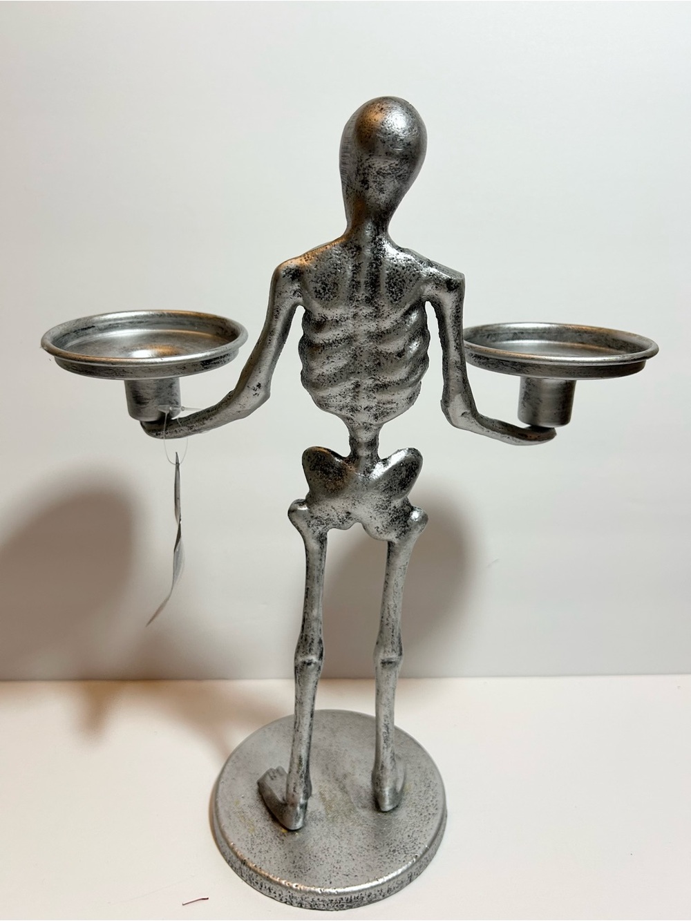 Metal Silver Tone Skeleton Dual Candle Holder candelabra - Picture 3 of 4